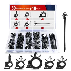 Nilight 60Pcs Automotive Wire Loom Routing Clip Wiring Harness Assortment Kit, 6 Different Sizes Universal Replacement Car Accessory, Automotive Accessories with Car Cable Ties for Honda, GM Vehicles