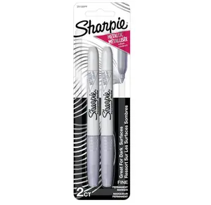 SHARPIE Metallic Permanent Markers, Fine Point, Silver, 2 Count