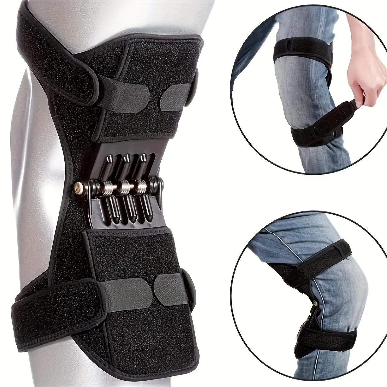 Adjustable Spring Knee Pads with Quick-Buckle Straps, Unisex Breathable Safety Gear for Sports, Squats & Rock Climbing (1 Pair), Adjustable Quick-Buckle Knee Pads Sports Sleeves & Support