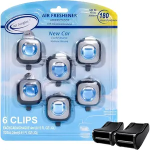 Air Jungles Car Air Freshener Vent Clip 6 Count with 2 Adapter Compatible with Tesla, New Car Scent, Long Lasting Odor Eliminator, Up to 180 Days