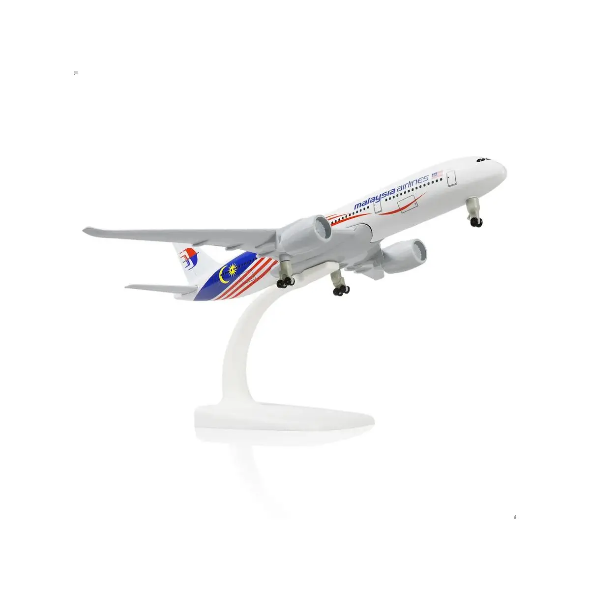 Airbus A350 Malaysia Collector's 1:300 Scale Die-Cast Model - Plastic Collectible for Aviation Enthusiasts, 1.77in Height, 7.28in Width, Realistic Look, Display Stand Included, 7.48 Inches Length