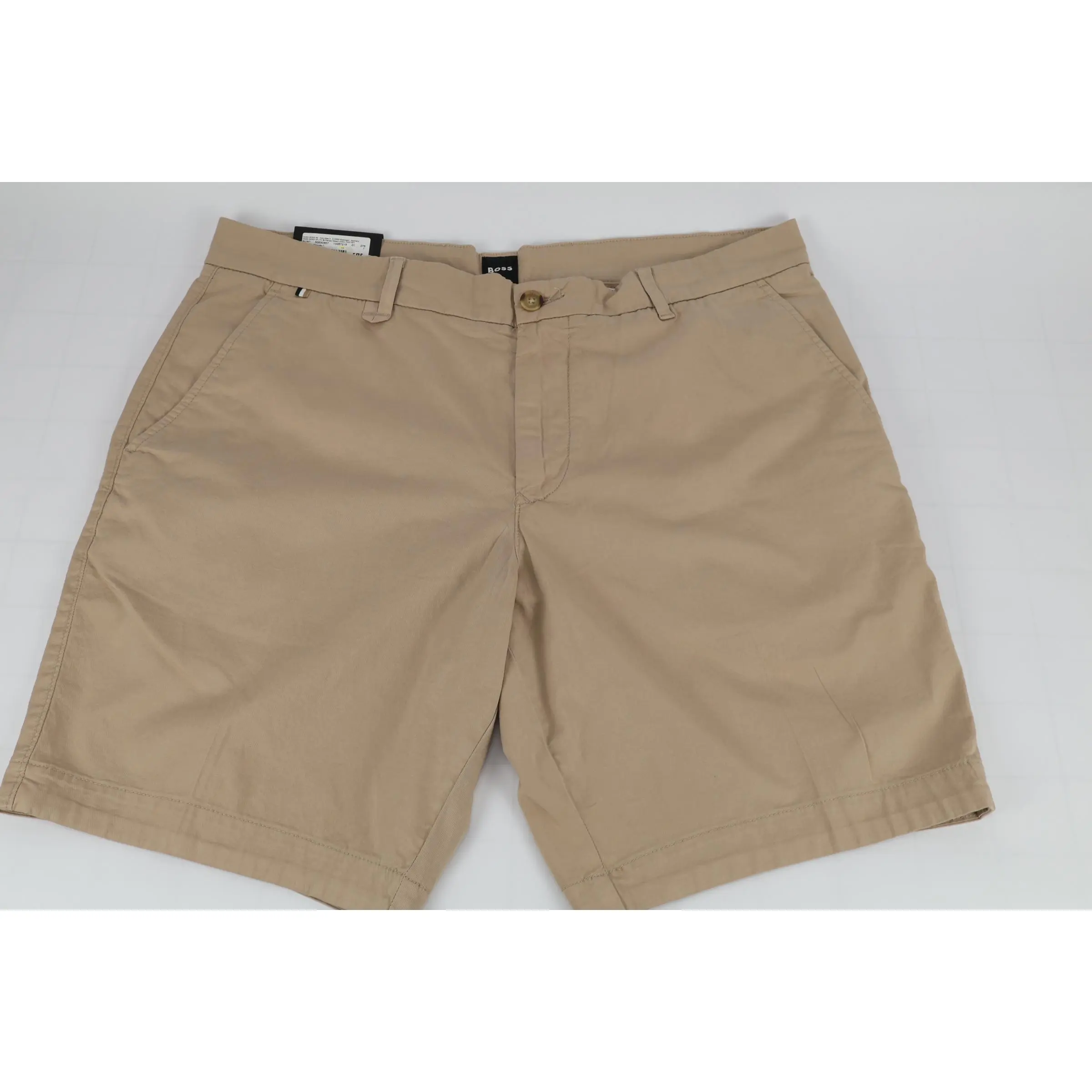 BOSS Slice Trim Men's Slim Fit Plain Light Beige 36R Bottoms, Neutral-Colored Light-Colored Men's Shorts, Neutral-Colored Men's Shorts