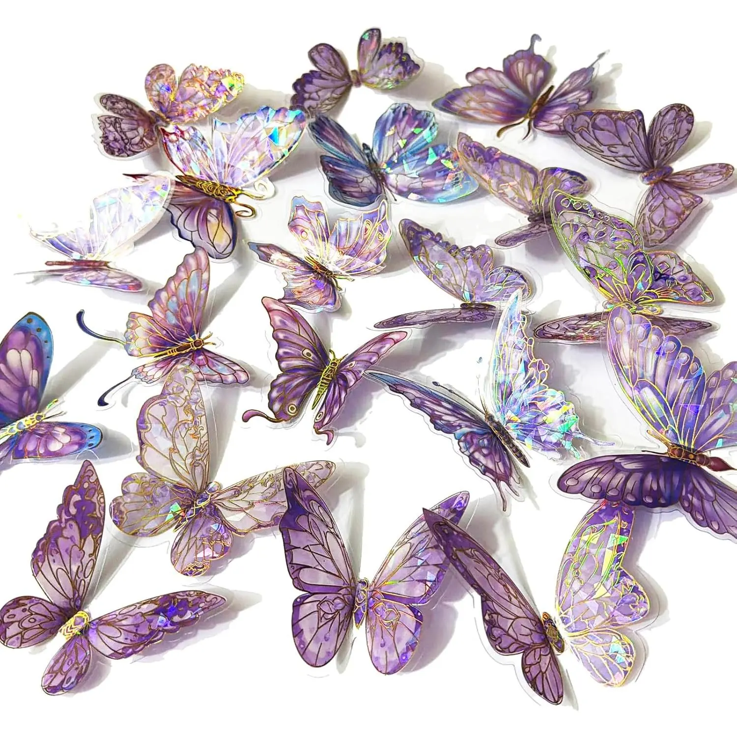 Butterfly Wall Decor, 60 count Butterfly Party Birthday Cake Decoration, Removable  Wall Art Decal for  Room Bathroom Bedroom Classroom Sticker & Murals ()