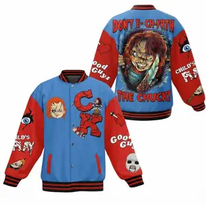 Chuccky The Killer Doll Horror Baseball Jacket, Childd's Pllay Goodd Guyys Unisex Apparel, Scary Movie Character Art, Halloween Gift| 010125.R0008.ID00