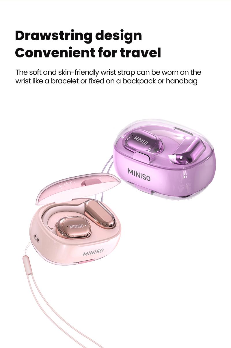 MINISO OWS True Wireless Bluetooth Headphones X39, Open Ear Earphones with MIC Earbuds with Charging Case, HiFi Sound for Sport Headsets,Free Lanyard