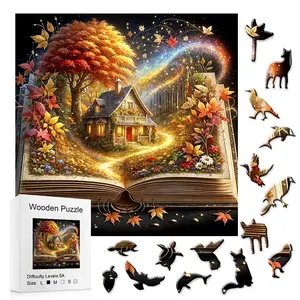501pcs Magic World Fantasy Bookstore, 3D Puzzle with Mixed Colors, Irregular Animal Pieces, Challenging Brain Teasers for Adults & Families, Jigsaw Puzzles