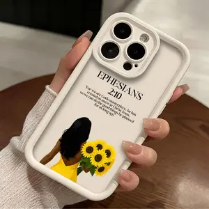 Sunflower Girl Phone Case， Elegant Artistic Fashion Style for iPhone 17 16 15 14 13 12 11 Plus Pro Max， Perfect Birthday Gift.