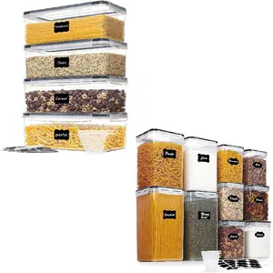 4PCS Spaghetti Container with 10 PCS Flour and Sugar Container