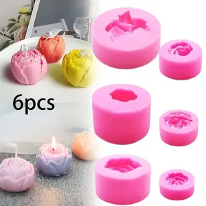 6 Pack Flower Bloom Peony Rose Shape Silicone Fondant Soap 3D Cake Molds Cupcake Jelly Candy Chocolate Decoration Baking Tool Moulds