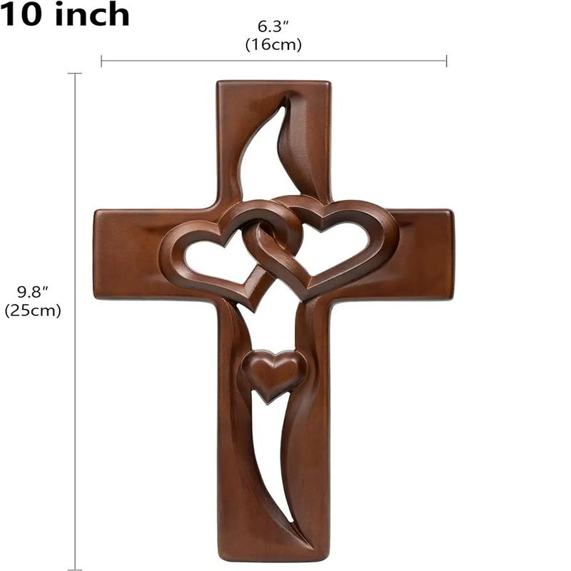 Handmade 10 Inch Intertwined Heart Wall Cross Natural Wooden Marriage Cross Love Wall Decor with Unique Craftsmanship Cultural Significance Perfect Gift for Wedding Valentine Christmas Wood Ornament wooden crosses