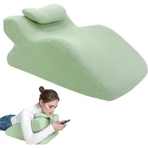 Adult Ergonomic Memory Foam Bed Triangle Wedge Pillow Headboard for Sitting Up Back Neck Pain Relief with Face Down Massage Prone Pillow Function for Reading, with Washable Cover