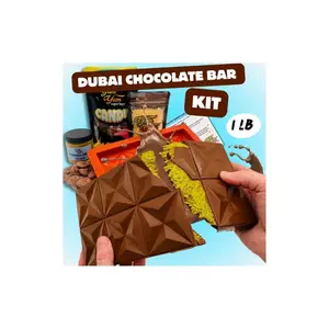 1 Pound Dubai Pistachio Chocolate Bar Kit DIY White, Dark, and Milk Chocolate Viral Candy Kunafa Bar Set Snack Dessert Bonbon Crispy Almond Butter Knafeh