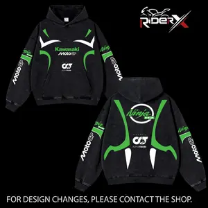 Kawasaki Ninja V3 Racing Hoodie Washed Vintage Racing Streetwear, Motorcycle Graphic Hoodie Unisex, Designed for Motor Fans, Sportbike Culture, Speed Lovers & Urban Motorbike Style