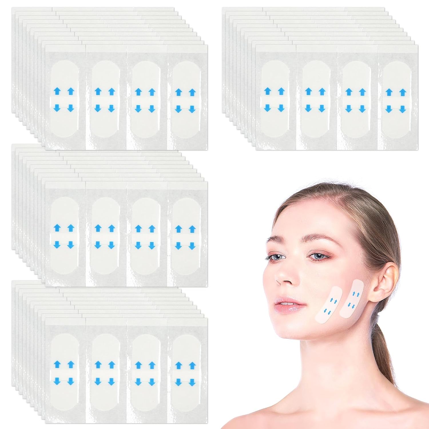 160pcs Face Bande Lifting Tape, Invisible Neck Lift Patches Firming Neck and Facial Contour Facelift Tape Waterproof Adhesive Tightening Strips Visage for Double Chin, Jowls, Eyes & Sagging Skin
