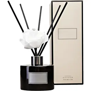 Reed Diffuser Set 6.7oz (200ml) Clean Cotton Scented Diffuser with Sticks Home Fragrance Reed Diffuser for Bathroom Shelf Decor