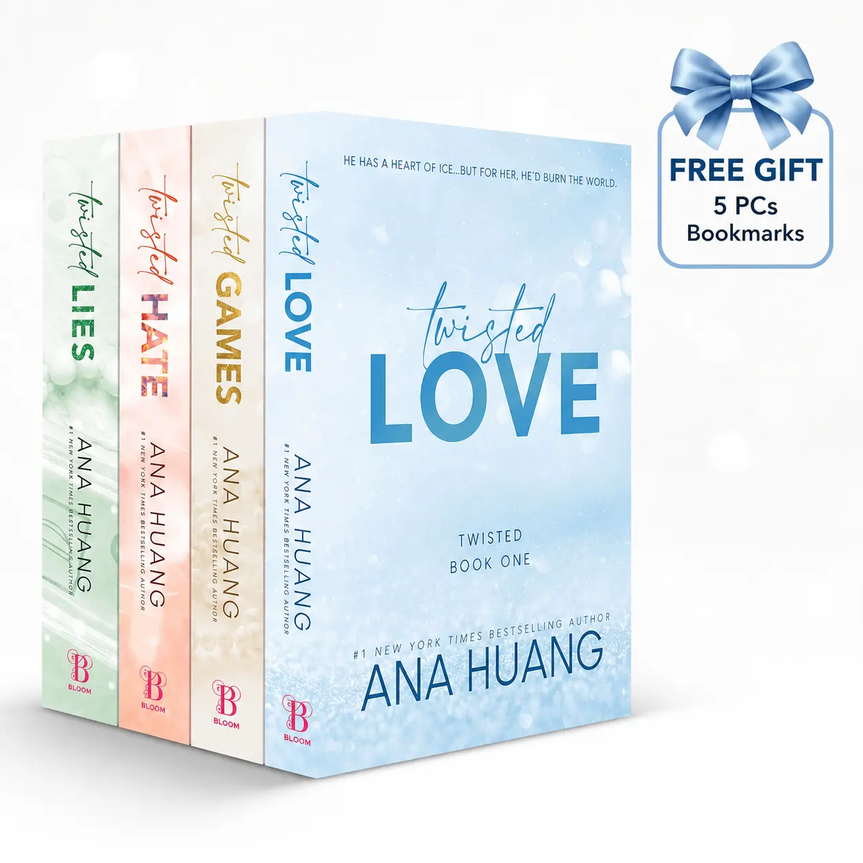 COMBO Twisted Series By Ana Huang, 4 Book Set Includes Love Lies Hate Games, Paperback Romance Collection, Contemporary Dark Romance, BookTok Favorite, Free 5 Pcs Bookmark Gift