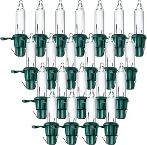 60 Count Replacement Christmas Tree Light Bulbs 2.5v 0.425 Watt Replacement Light Bulb Mini Incandescent Wire String Lights Decoration for Prelit Xmas Tree(Green Base with Warm White Bulb)c