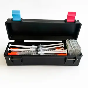 The Swab and Stick peptide syringe and alcohol pad holder - holds 20 or more full 1mL syringes and at least 30 alcohol pads