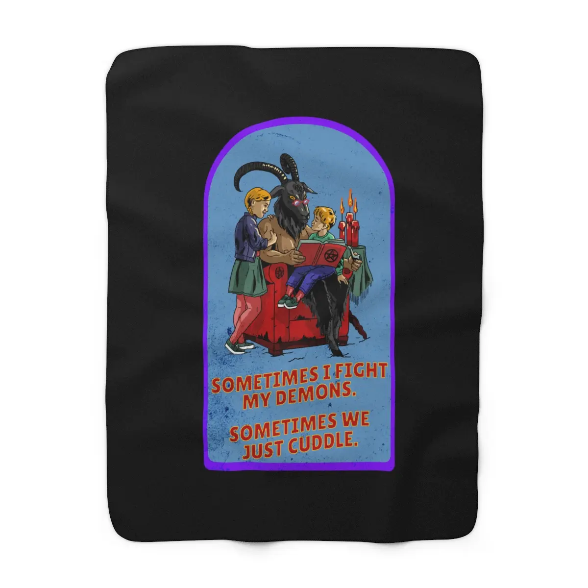Baphomet Sherpa Fleece Blanket, Satanic Demon Cuddle Gothic Alternative Decor, Pentagram, Occult Witchy Home Accents, Cozy Throw, Halloween