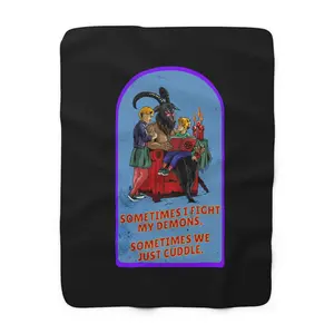 Baphomet Sherpa Fleece Blanket, Satanic Demon Cuddle Gothic Alternative Decor, Pentagram, Occult Witchy Home Accents, Cozy Throw, Halloween