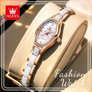 Premium OLEVS 7131 Women's Quartz Watch, Oval Rose Gold Ceramic Wristwatch, Waterproof Luxury Dress Watch, Perfect Gift for Her