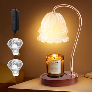 Candle Warmer Lamp with Dimmer - Electric Candle Lamp with Timer for Jar Candles Scented Candles, Plug-in Wax Warmer Lamp with 2 Bulb Decor Ornaments