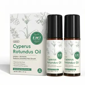 Jeirrzi Cyperus Rotundus Oil Roll-On for Natural Hair Reduction | 2-in-1 Hair Growth Inhibitor & Skin Nourishing Serum | 5-Botanical Elixir to Reduce Unwanted Hair & Smooth Skin | 2-Pack (2 x 1oz)