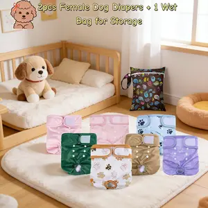3pcs Washable Reusable Female Dog Diapers Set,Stylish Fresh Color Palette， High-Quality Leakproof Polyester Pet Physiological Pants, Comfortable Protection During Heat Cycles，Keeps Home Clean & Ensures Pet Comfort，Perfect for Daily Use