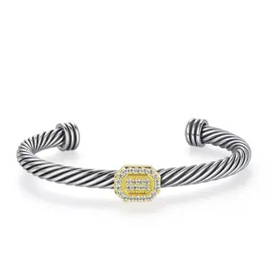 Aprilery Twisted Cable Cuff Jewelry – Elegant Geometric Accent Bracelet for Women