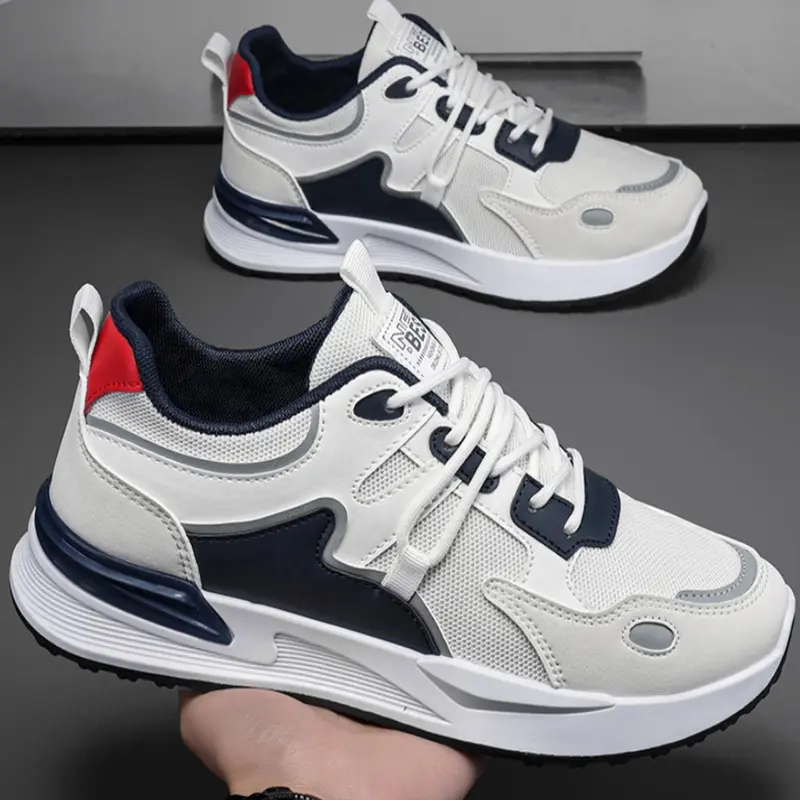 Men's Colorblock Lace Up Running Shoes, Casual Breathable Comfortable Sports Shoes for Back To School, Gym Shoes, Male All-match Round Toe Walking Shoes for Daily Wear