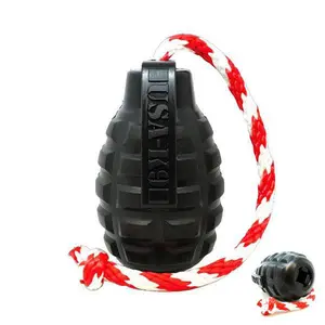USA-K9 Magnum Grenade Chew Toy for Dogs – Ultra Durable Rubber, Treat Dispenser, Tug & Retrieving Toy