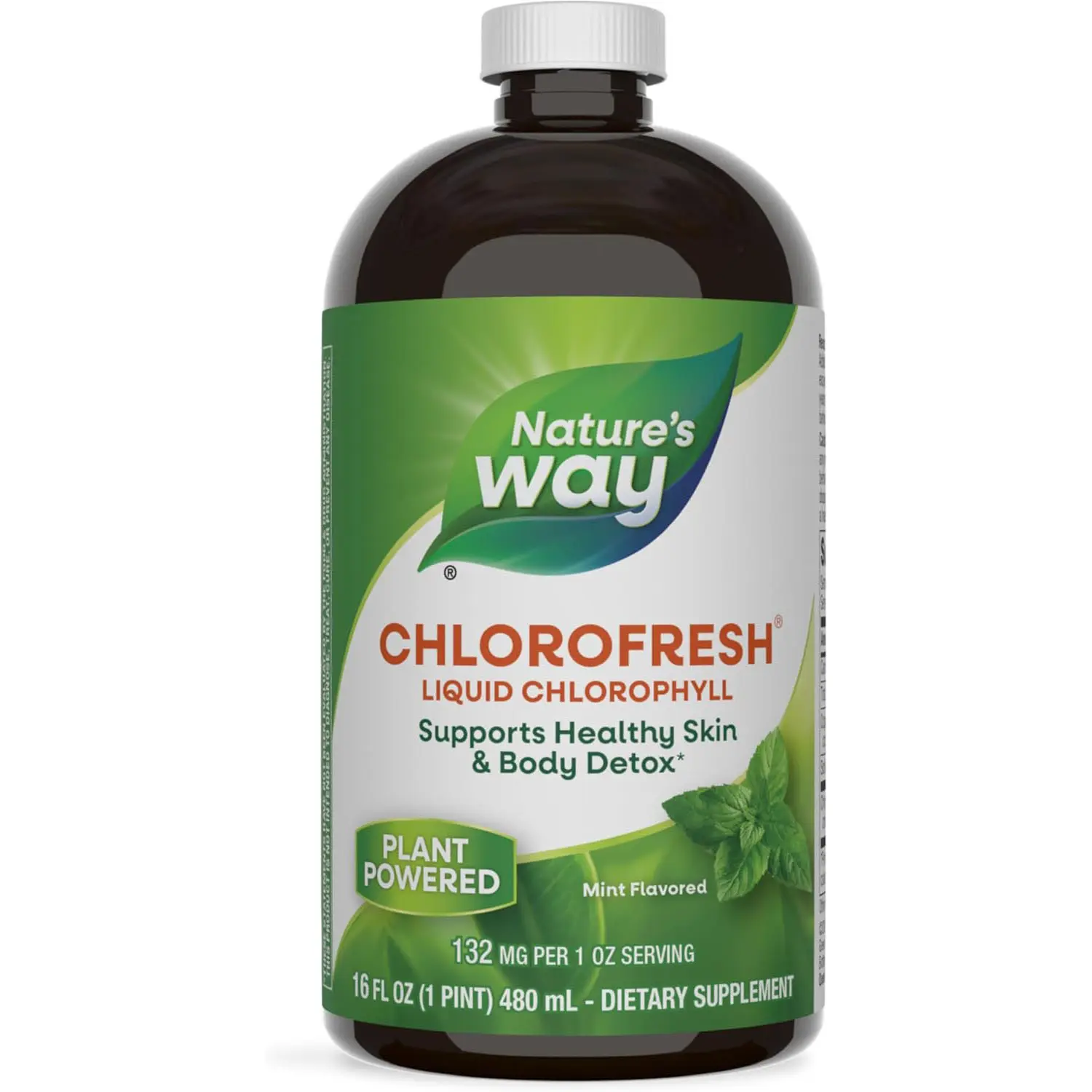 Nature's Way Chlorofresh, Liquid Chlorophyll, Supports Healthy Skin & Body Detox*, Internal Deodorant Supplement*, Supports Liver Detoxification Pathways*, Mint Flavored, 16 Fl. Oz