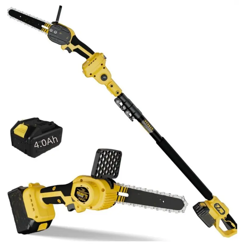 2-in-1 Cordless Pole Saw & 6" Chainsaw – 15Ft Extendable Reach, Brushless Motor, 3.0Ah Battery, Variable Speed, Detachable Handheld Pruner for Tree Trimming & Limb Cutting