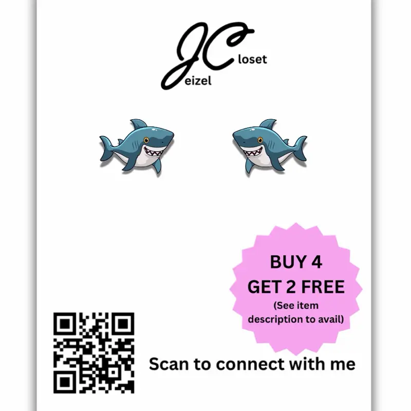 Shark 1 stud earring, hypoallergenic for sensitive ears. For men, father’s day gift