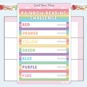 Rainbow Reading Challenge Vinyl Planner Sticker | Fnc 800