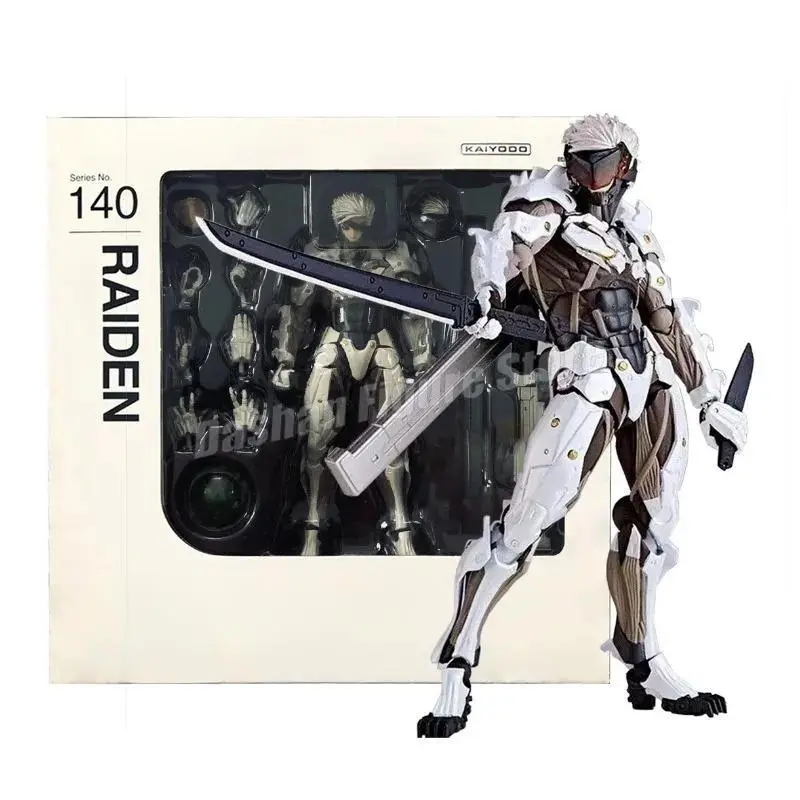 Kaiyodo Revoltech Metal Gear Solid Raiden Collectible Action Figure, 15cm PVC Realistic Multi-Jointed Movable Doll Model #140, Solid Snake Jack Figurine for Toys & Hobbies Collection