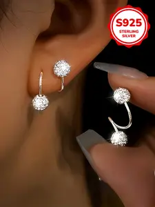 Women's S-Type Bar Stud Earrings, Fashion Boho Style, Bohemian Flair, Hypoallergenic 925 Silver, Versatile, Suitable for Daily Wear, Parties, Gifts