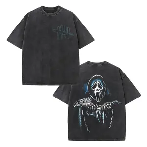 Dead by Daylight Ghost Face Vintage Washed Graphic Tee Unisex Oversized Premium Cotton Casual Crewneck Short Sleeve Top Classic Horror Gaming Streetwear Stylish Daily Outfit Perfect Gift For Adult Game Fans