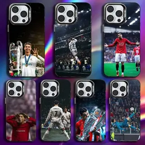 R-Ronaldo Cool CR7 Football Phone Case for iPhone 17 Air 16 15 14 13 12 11 Pro Max Plus & Samsung S25 S24 S23 S22 Plus Ultra, Anti-Fall Black Matte Hard Bumper Cover