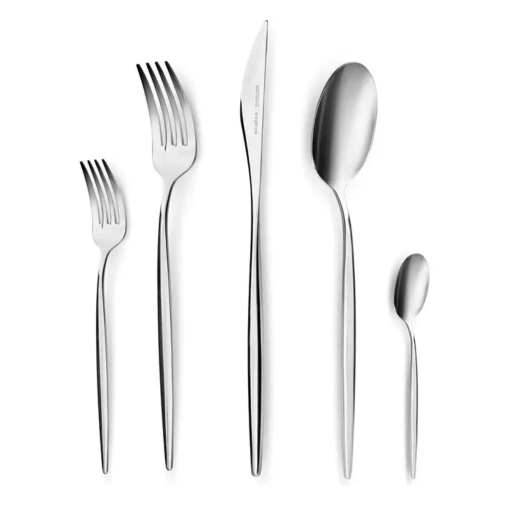 Karaca Lizbon 60-Piece 18/10 Stainless Steel Flatware Set for 12, Platinum, Heavy Duty Dishwasher Safe Cutlery Set