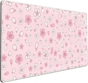 Pink Cherry Blossom Large Mouse Pad XXL 31.5''x15.7'', Pastel Anime Aesthetics Desk Pad Keyboard Mat Big Gaming Deskmat, Extended Mousepad Desk Accessories for Women Office Decor