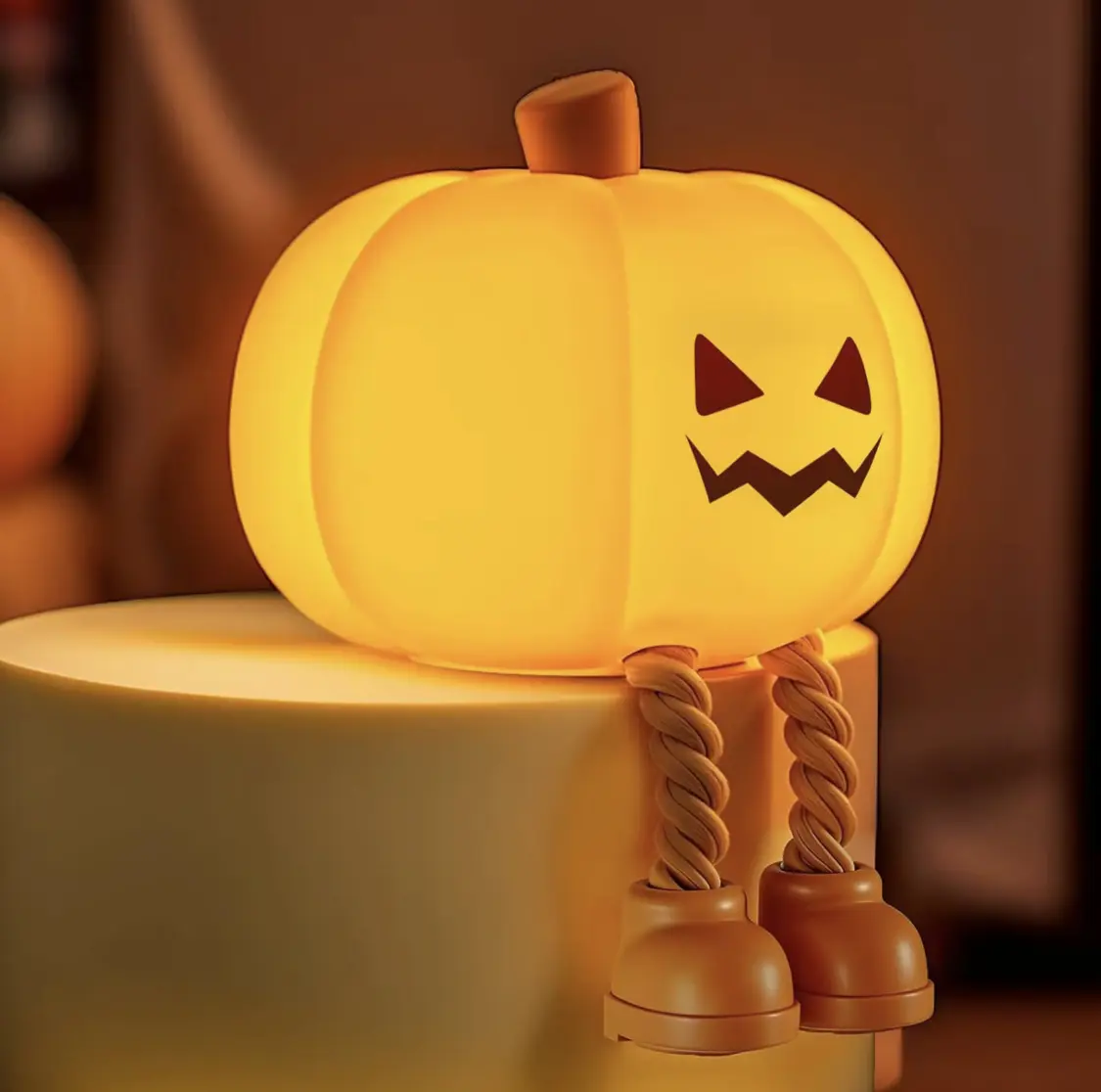 Pumpkin Night Light, 1/2 Pack Rechargeable Halloween Nightlights | Dimmable; Silicone; Tap Control; Cute Orange Pumpkin Bedside Lamp for Kids Nursery Baby Toddler Fall Autumn Room Desk Decor