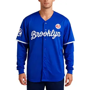 Brooklyn Retro Style #42 Baseball Jersey Sewing embroidery high quality sports top for US Enthusiasts - Comfortable Breathable Sporty Trendy Vibe S-3XL Sizes Outdoor Sportswear Fan related clothing