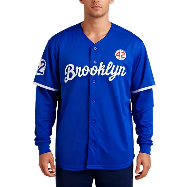 Men's Retro Baseball Jersey with Embroidered #42 Brooklyn Tribute Logo, Breathable Sportswear for Outdoor Sports, Sizes S-3XL, Do Not Dry Clean