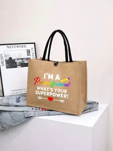 Simple Linen Tote Bag, Printed Handbag"I'm A Paraprofessional" Colorful Graphic Jute Tote Bag - Fun and Eco-Friendly Reusable Bag with Black Fabric Handles, Perfect for Work, School, or Everyday Superpower EnthusiastsLarge Capacity, Reusable, Ideal