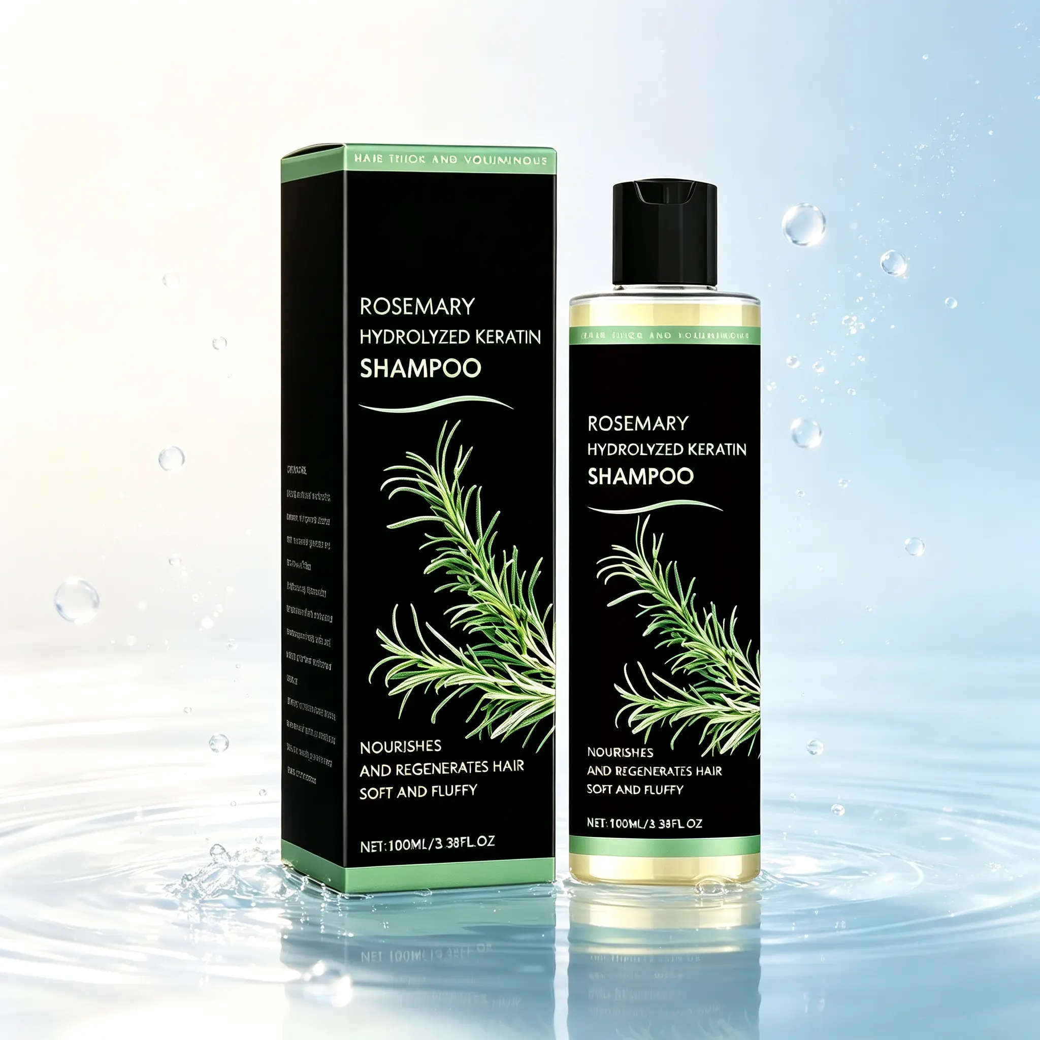 Rosemary & Keratin Shampoo for Soft, Smooth Hair, Gentle & Nourishing Daily Haircare Formula for All Hair Types - 100ml / 3.38 fl oz, Cleanser, Blend