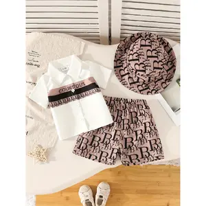 Boys' 0-3 Years Old Outfit Set: Shirt with Lapel Collar, Casual Pants, and Stylish Hat - Summer Three-Piece Suit, Perfect for Outdoor