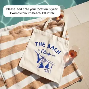 [Add Note] Custom Bach Club Canvas Tote Bag, Personalized Bachelorette Party Beach Tote, Bridesmaid Gift, Bridal Shower Favor, Girls Trip Tote, Wedding Party Bag
