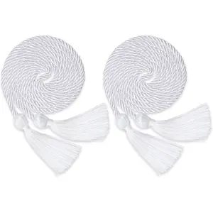 White Graduation Cord, 2PCS Graduation Honor Cords for Class of 2026, Rayon Braided Grad Cord with Tassels, 68" Long Polyester Yarn Honor Ropes for Bachelor, Master, Doctoral