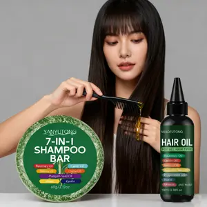 60g 7-in-1 Multi-Effect Shampoo Bar + 100ml Plant-Based 7-in-1 Hair Care Oil: Gentle & Weightless, Restores Hair's Natural Shine, Suitable for Daily Care & Styling, Boosts Smoothness, Emits Charming Fragrance, Fit for All Hair Types Haircare